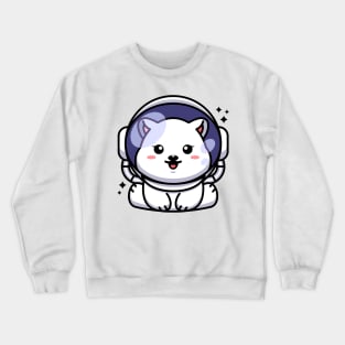 Cute baby polar bear wearing an astronaut helmet, cartoon character Crewneck Sweatshirt